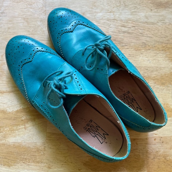 Turquoise Leather Saddle Shoes Size US 9.5 - Picture 3 of 5